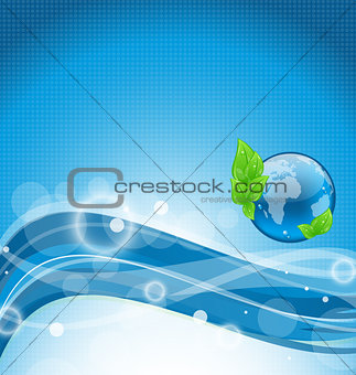 Abstract wavy background with environment symbol