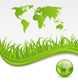 Nature brochure with global planet and grass