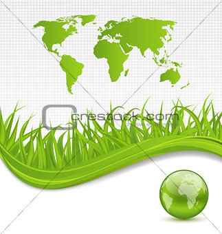 Nature brochure with global planet and grass