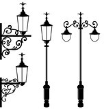 Set of vintage various streetlamp