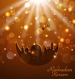 Celebration glowing card for Ramadan Kareem