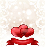 Valentine's day or wedding invitation with hearts