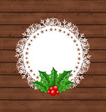Christmas greeting card with holly berry