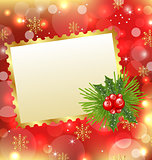Christmas card with mistletoe and pine 