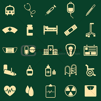 Hospital color icons on green background