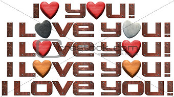 I Love You - Hearts and Metal Letters