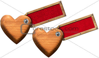 Wood Hearts with Label for Message