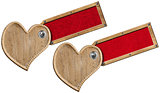 Wood Hearts with Label for Message