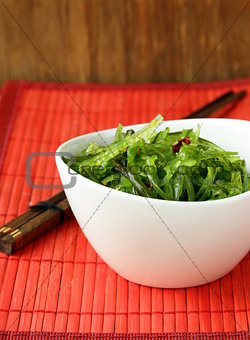 Traditional Japanese Chuka green seaweed salad