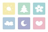 Sweet, pastel vector icons or logo isolated on white background.