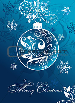 Christmas card with an ornament, vector