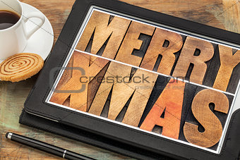 Merry Xmas on digital tablet
