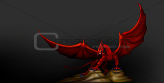 dragon red on a black background