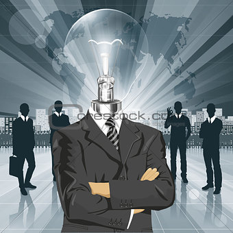 Lamp Head Businessman In Suit
