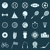 Sport color icons on blue background