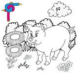 Coloring image pig