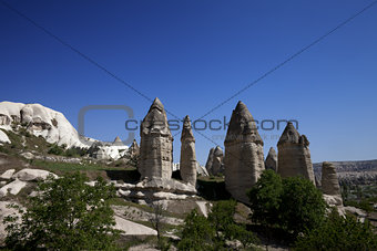 Fairy chimneys rock formations in Cappadocia