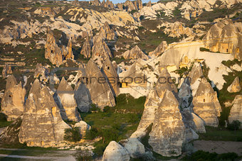 View of Cappadocia valley at sunset