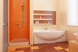 orange bahtroom interior