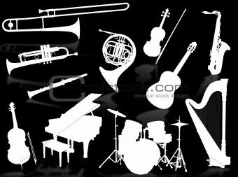 Musical instruments silhouettes