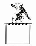 Track and field athlete jumping hurdles