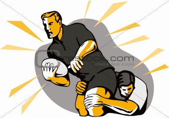 Rugby player being tackled