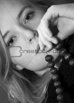 girl with beads