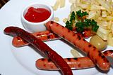 Grilled sausage with potato