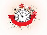 abstract grunge floral vector clock