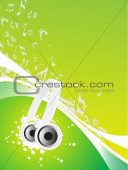 headphone and music notes on abstract background