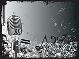 microphone and music notes on grunge background