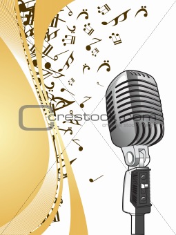 microphone on musical background