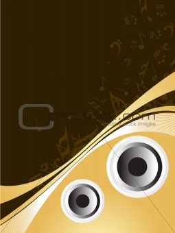 musical note background with vector loudspeakers