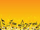 Musical notes on orange background