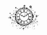 vector floral clock