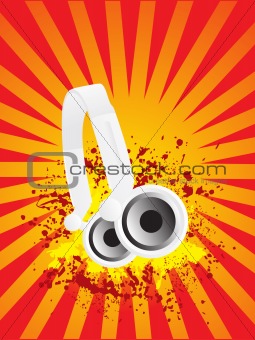 vector headphone on grunge flame background
