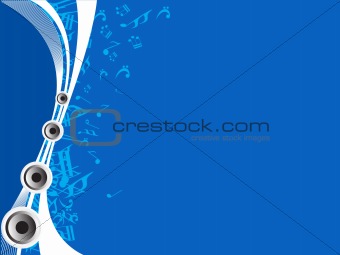 vector loudspeakers on blue musical background