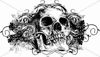 Vector skull floral grunge illustration
