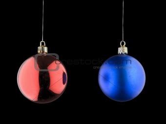Christmas Balls against Black Background