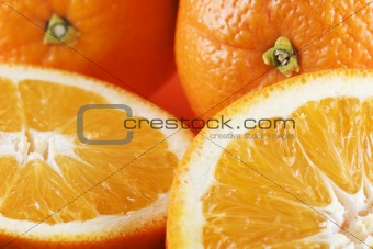 Two half oranges, two whole oranges