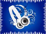 blue music background with headphone