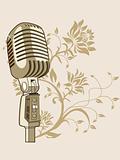 golden microphone on abstract background