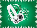 green music background with headphone
