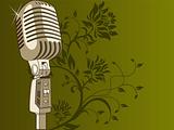microphone on abstract floral background