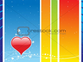 red vector heart with floral elements