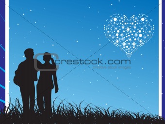 Silhouette of couple at night background