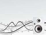 vector background with musical notes and speakers