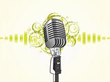 vector grunge music background with microphone
