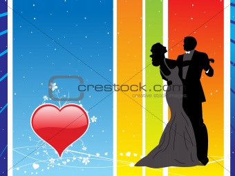vector heart floral elements with beautiful couple
