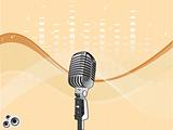 vector microphone on musical background